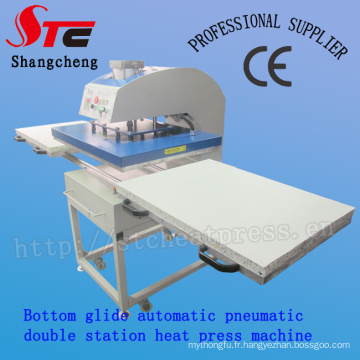 Pneumatique Grand Format Double Stationheat Press Machine 60 * 80cm fond automatique Glide chaleur transfert Machine vente chaude T Shirt impression de transfert Machine Stc-Qd07